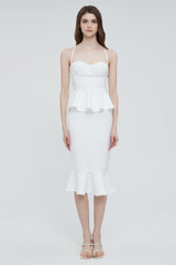 Strappy Peplum Frill Hem Bandage Midi Dress | Dress In Beauty Strappy Peplum Frill Hem Bandage Midi Dress | Dress In Beauty