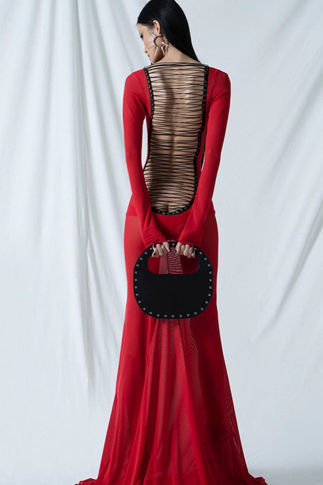 Sheer Backless Long Sleeve Dress | Dress In Beauty Sheer Backless Long Sleeve Dress | Dress In Beauty