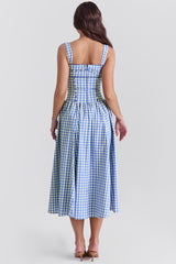 Vivien Regatta Blue Gingham Midi Sundress | Dress In Beauty Vivien Regatta Blue Gingham Midi Sundress | Dress In Beauty
