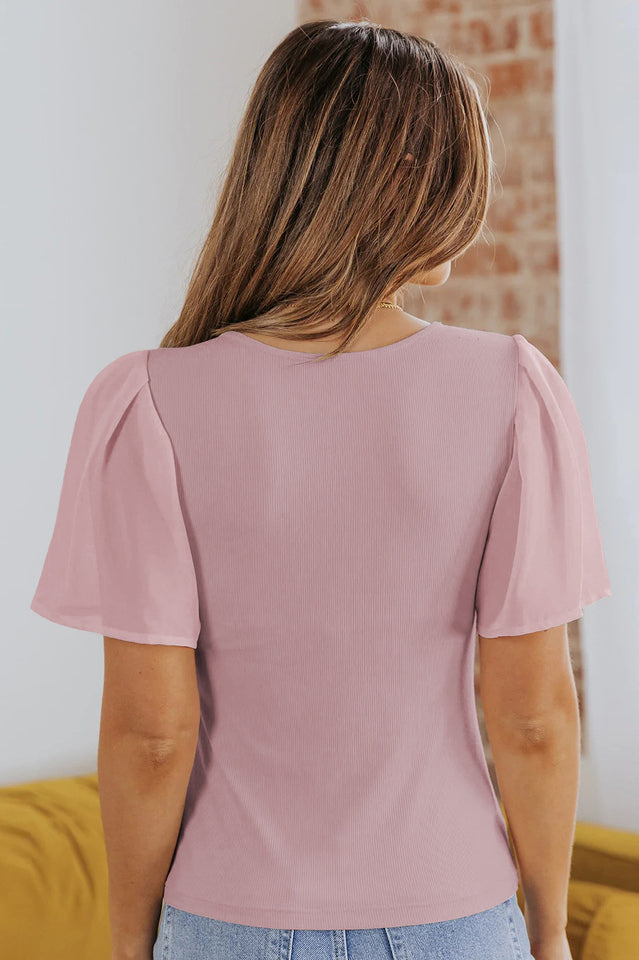 V-Neck Flutter Sleeve Top | Dress In Beauty V-Neck Flutter Sleeve Top | Dress In Beauty