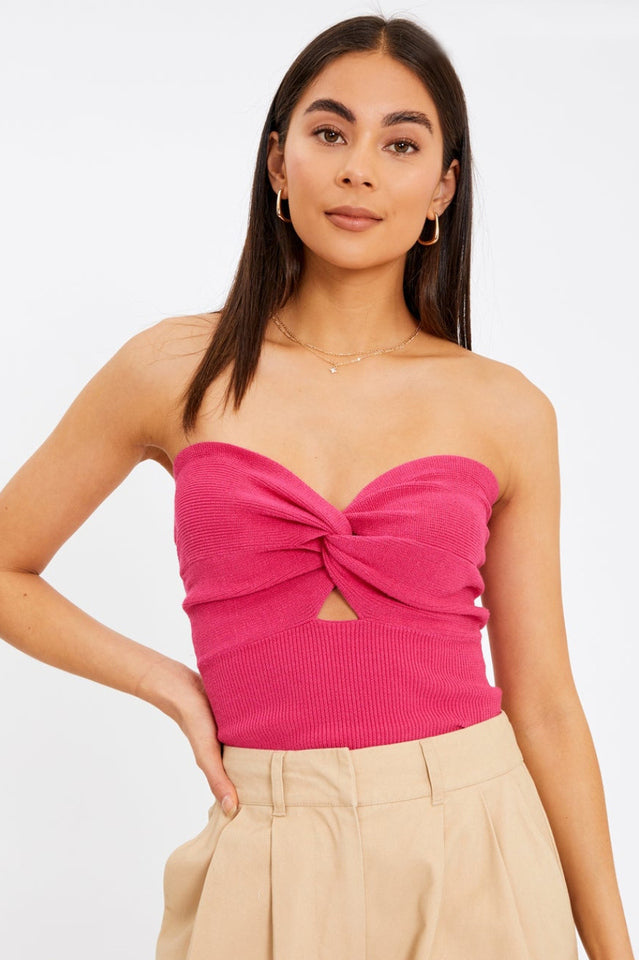 Merlaine Strapless Knotted Knit Crop Top | Dress In Beauty Merlaine Strapless Knotted Knit Crop Top | Dress In Beauty