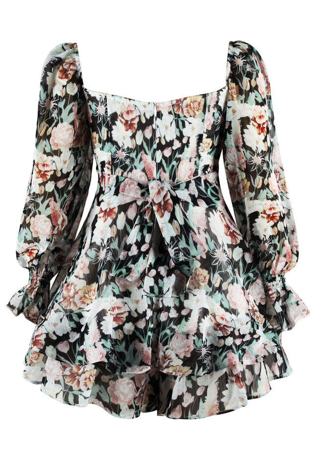 Flora Shirred Sleeves Romper | Dress In Beauty Flora Shirred Sleeves Romper | Dress In Beauty