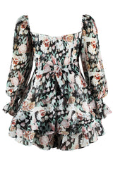 Flora Shirred Sleeves Romper | Dress In Beauty Flora Shirred Sleeves Romper | Dress In Beauty