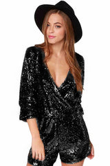 Deep V Sequin Shining Romper | Dress In Beauty Deep V Sequin Shining Romper | Dress In Beauty