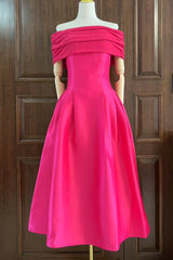 Vivian Off Shoulder Flare Satin Midi Dress Vivian Off Shoulder Flare Satin Midi Dress