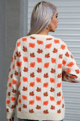 Autumn Leaf Print Knit Sweater | Dress In Beauty Autumn Leaf Print Knit Sweater | Dress In Beauty