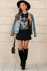 Guitar Slogan Letter Graphic Tee | Dress In Beauty Guitar Slogan Letter Graphic Tee | Dress In Beauty