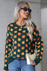 Autumn Leaf Print Knit Sweater | Dress In Beauty Autumn Leaf Print Knit Sweater | Dress In Beauty