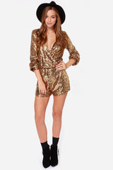 Deep V Sequin Shining Romper | Dress In Beauty Deep V Sequin Shining Romper | Dress In Beauty