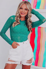 Rhinestone Round Neck Bodysuit | Dress In Beauty Rhinestone Round Neck Bodysuit | Dress In Beauty