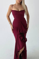 Apricot Ruffled Front Gown | Dress In Beauty Apricot Ruffled Front Gown | Dress In Beauty