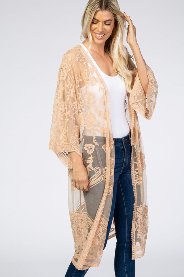 Hollow Out Lace Kimono Cover Up | Dress In Beauty Hollow Out Lace Kimono Cover Up | Dress In Beauty