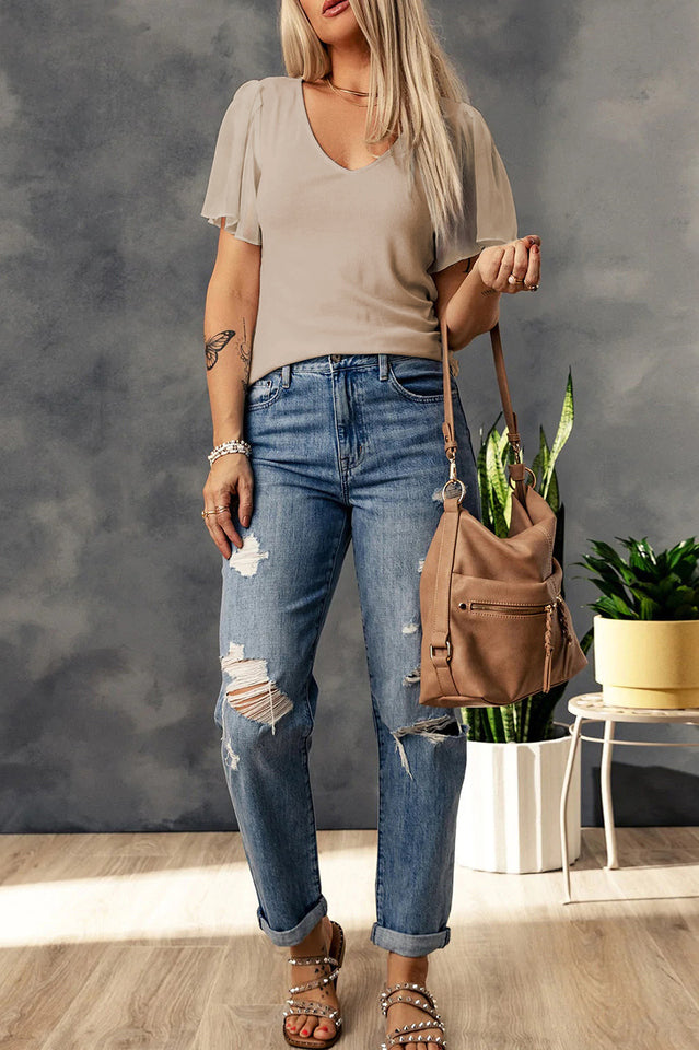 V-Neck Flutter Sleeve Top | Dress In Beauty V-Neck Flutter Sleeve Top | Dress In Beauty