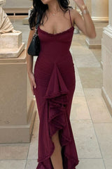 Apricot Ruffled Front Gown | Dress In Beauty Apricot Ruffled Front Gown | Dress In Beauty