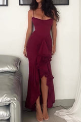 Apricot Ruffled Front Gown | Dress In Beauty Apricot Ruffled Front Gown | Dress In Beauty