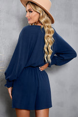 Tied Flounce Sleeve Plunge Romper | Dress In Beauty Tied Flounce Sleeve Plunge Romper | Dress In Beauty