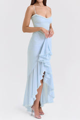 Apricot Ruffled Front Gown | Dress In Beauty Apricot Ruffled Front Gown | Dress In Beauty