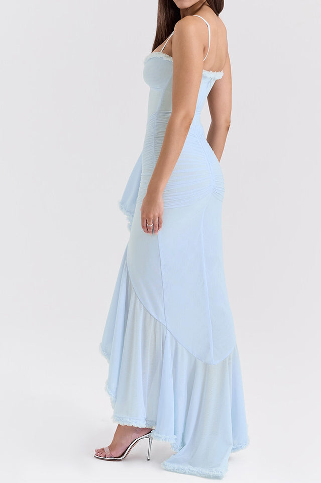 Apricot Ruffled Front Gown | Dress In Beauty Apricot Ruffled Front Gown | Dress In Beauty