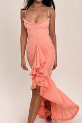 Apricot Ruffled Front Gown | Dress In Beauty Apricot Ruffled Front Gown | Dress In Beauty