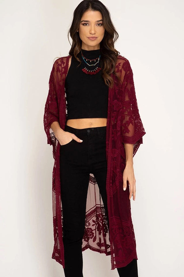 Hollow Out Lace Kimono Cover Up | Dress In Beauty Hollow Out Lace Kimono Cover Up | Dress In Beauty