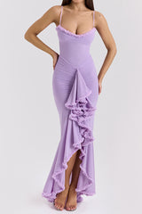 Apricot Ruffled Front Gown | Dress In Beauty Apricot Ruffled Front Gown | Dress In Beauty