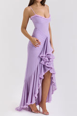 Apricot Ruffled Front Gown | Dress In Beauty Apricot Ruffled Front Gown | Dress In Beauty