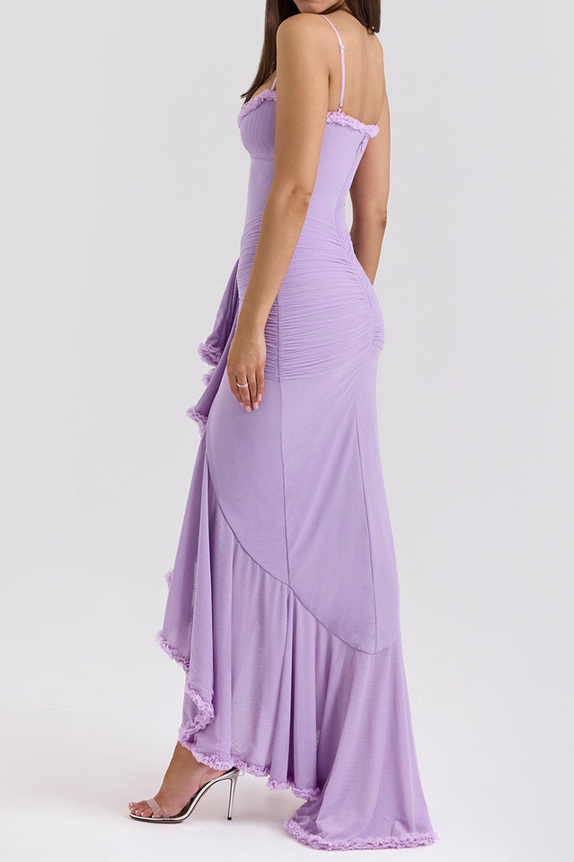 Apricot Ruffled Front Gown | Dress In Beauty Apricot Ruffled Front Gown | Dress In Beauty