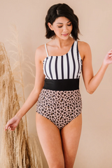 Leopard & Stripes One-Piece Swimsuit | Dress In Beauty Leopard & Stripes One-Piece Swimsuit | Dress In Beauty