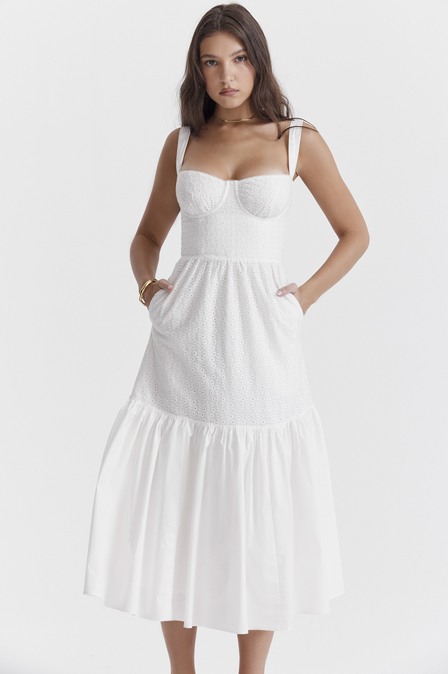 Elia White Broderie Anglaise Midi Dress | Dress In Beauty Elia White Broderie Anglaise Midi Dress | Dress In Beauty