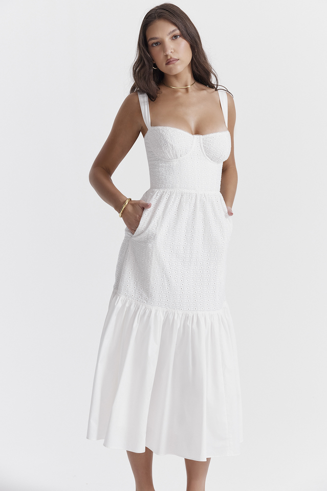 Elia White Broderie Anglaise Midi Dress | Dress In Beauty Elia White Broderie Anglaise Midi Dress | Dress In Beauty