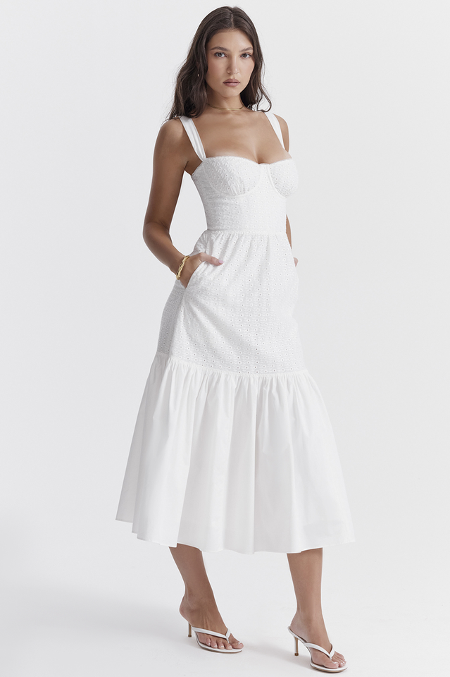 Elia White Broderie Anglaise Midi Dress | Dress In Beauty Elia White Broderie Anglaise Midi Dress | Dress In Beauty