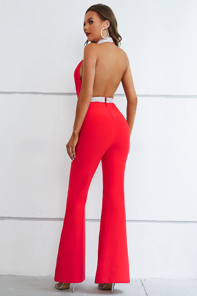 Cain High Neck Deep V Jumpsuit | Dress In Beauty Cain High Neck Deep V Jumpsuit | Dress In Beauty