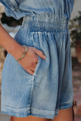 Judith Pocketed Chambray Romper | Dress In Beauty Judith Pocketed Chambray Romper | Dress In Beauty