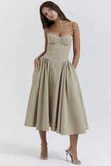 Samaria Taupe Corset Sun Dress | Dress In Beauty Samaria Taupe Corset Sun Dress | Dress In Beauty