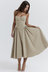 Samaria Taupe Corset Sun Dress | Dress In Beauty Samaria Taupe Corset Sun Dress | Dress In Beauty