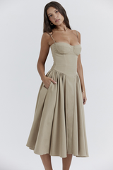 Samaria Taupe Corset Sun Dress | Dress In Beauty Samaria Taupe Corset Sun Dress | Dress In Beauty