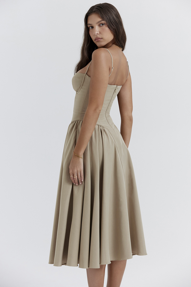 Samaria Taupe Corset Sun Dress | Dress In Beauty Samaria Taupe Corset Sun Dress | Dress In Beauty