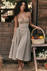 Samaria Taupe Corset Sun Dress | Dress In Beauty Samaria Taupe Corset Sun Dress | Dress In Beauty