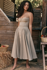 Samaria Taupe Corset Sun Dress | Dress In Beauty Samaria Taupe Corset Sun Dress | Dress In Beauty