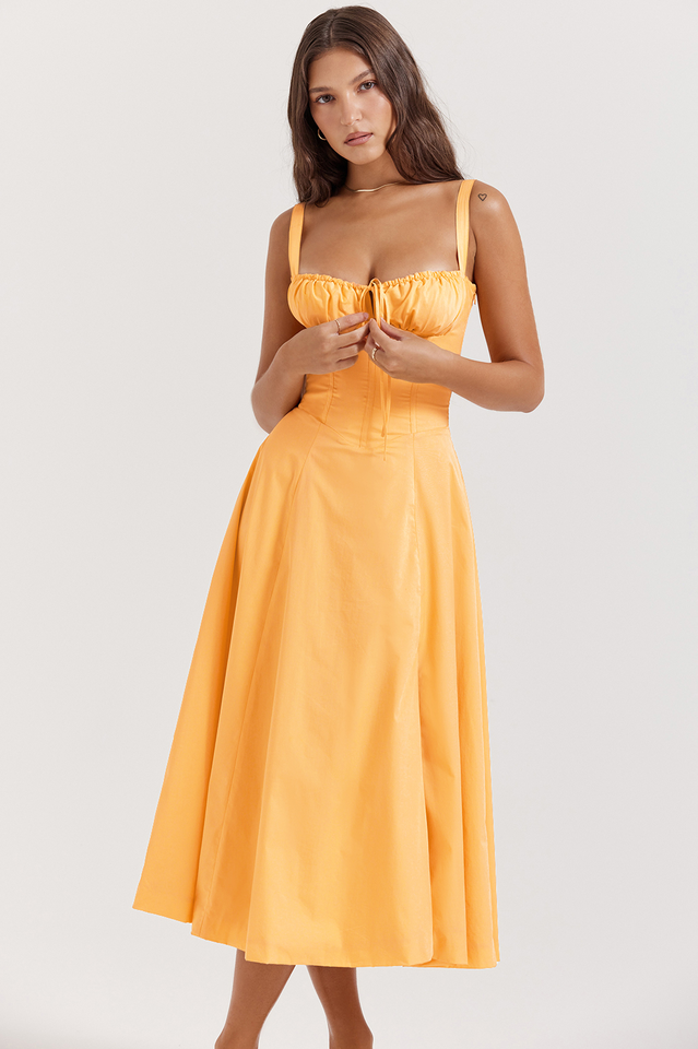 Carmen Tangerine Bustier Sundress | Dress In Beauty Carmen Tangerine Bustier Sundress | Dress In Beauty