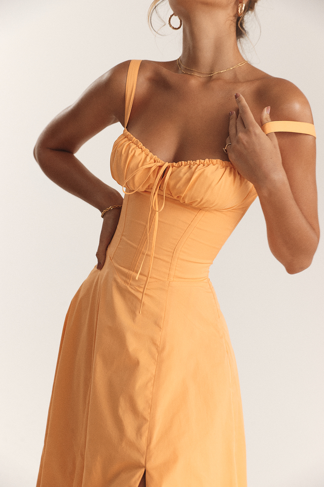 Carmen Tangerine Bustier Sundress | Dress In Beauty Carmen Tangerine Bustier Sundress | Dress In Beauty