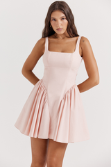 Floriane Peach Bow Mini Dress | Dress In Beauty Floriane Peach Bow Mini Dress | Dress In Beauty
