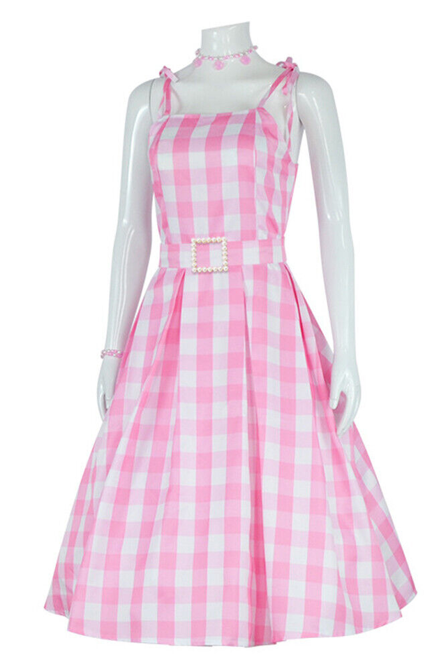Barbie Movie Margot Pink Plaid Check Dress | Dress In Beauty Barbie Movie Margot Pink Plaid Check Dress | Dress In Beauty