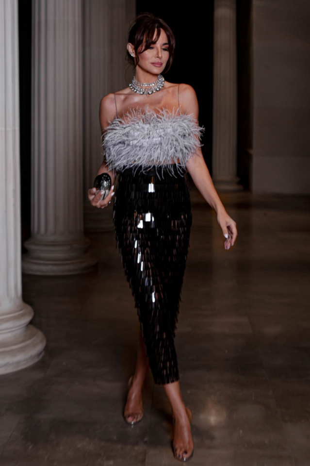 Aleyna Feather Top + Sequin Skirt Set | Dress In Beauty Aleyna Feather Top + Sequin Skirt Set | Dress In Beauty