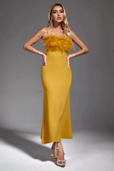 Leighton Yellow Feather Maxi Dress | Dress In Beauty Leighton Yellow Feather Maxi Dress | Dress In Beauty