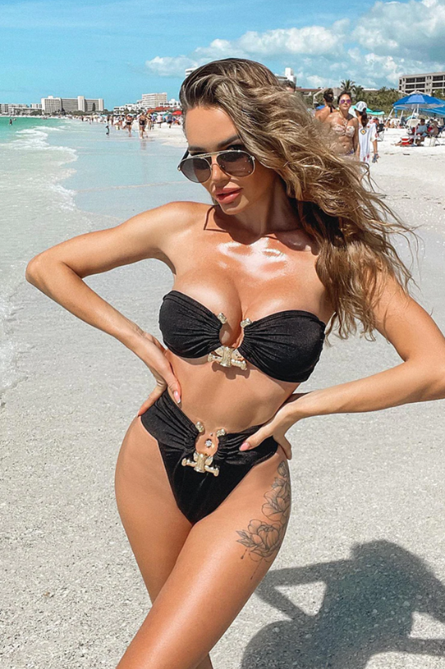 Hammered Trim High Waist Bikini Set | Dress In Beauty Hammered Trim High Waist Bikini Set | Dress In Beauty