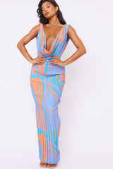 Abstract Print Plisse Cowl Plunge Maxi Dress | Dress In Beauty Abstract Print Plisse Cowl Plunge Maxi Dress | Dress In Beauty