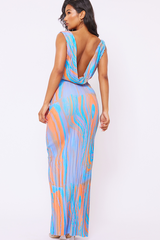 Abstract Print Plisse Cowl Plunge Maxi Dress | Dress In Beauty Abstract Print Plisse Cowl Plunge Maxi Dress | Dress In Beauty