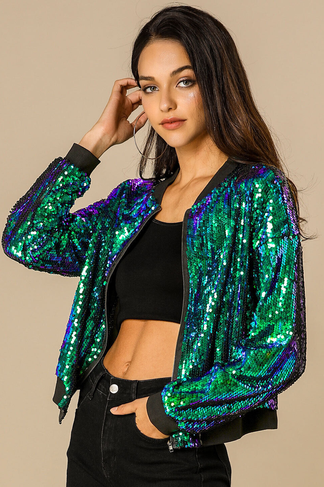 Mermaid Sequin Bomber Jacket | Dress In Beauty Mermaid Sequin Bomber Jacket | Dress In Beauty
