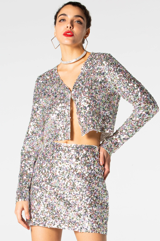 Ezra Silver Sequin Two-Piece Set | Dress In Beauty Ezra Silver Sequin Two-Piece Set | Dress In Beauty